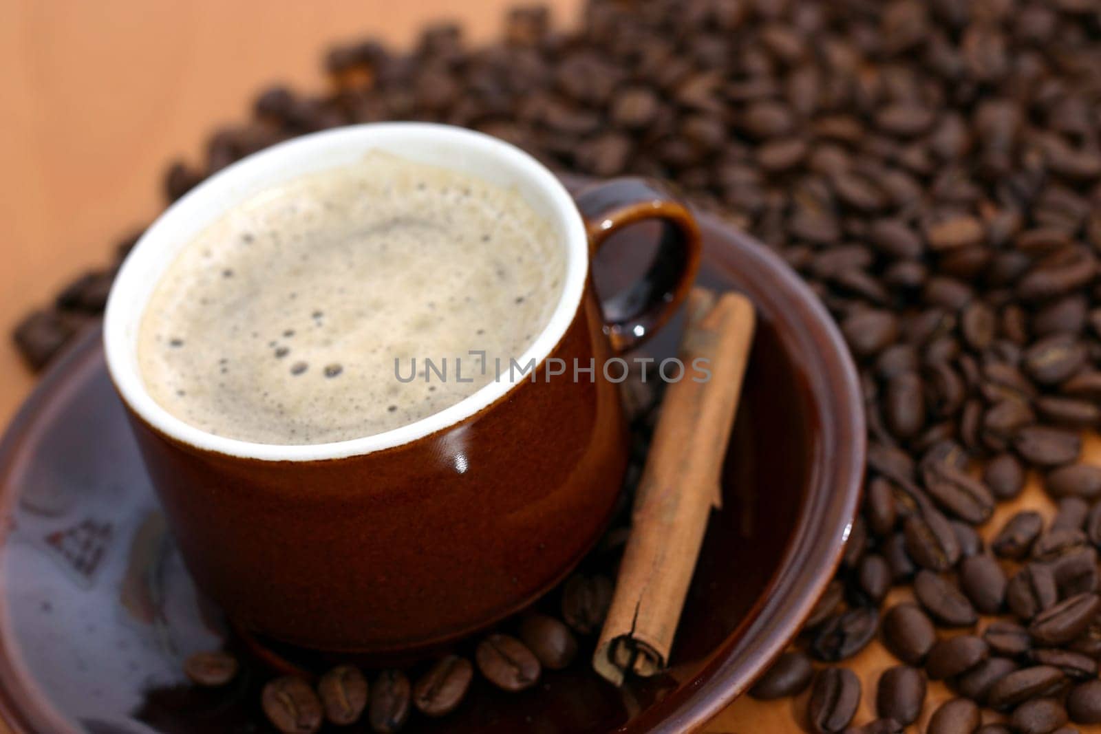 cup of coffee and coffee beans