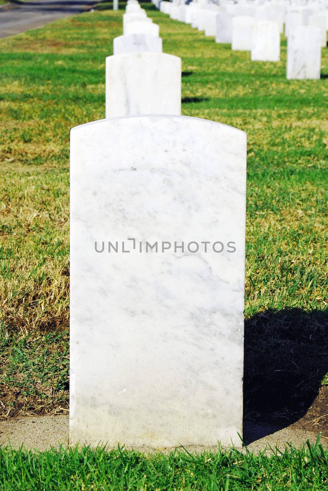 Tombstones lined up in the Los Angeles National Cemetery. The VA National Cemetery Administration honors the military service of our Nation's veterans.