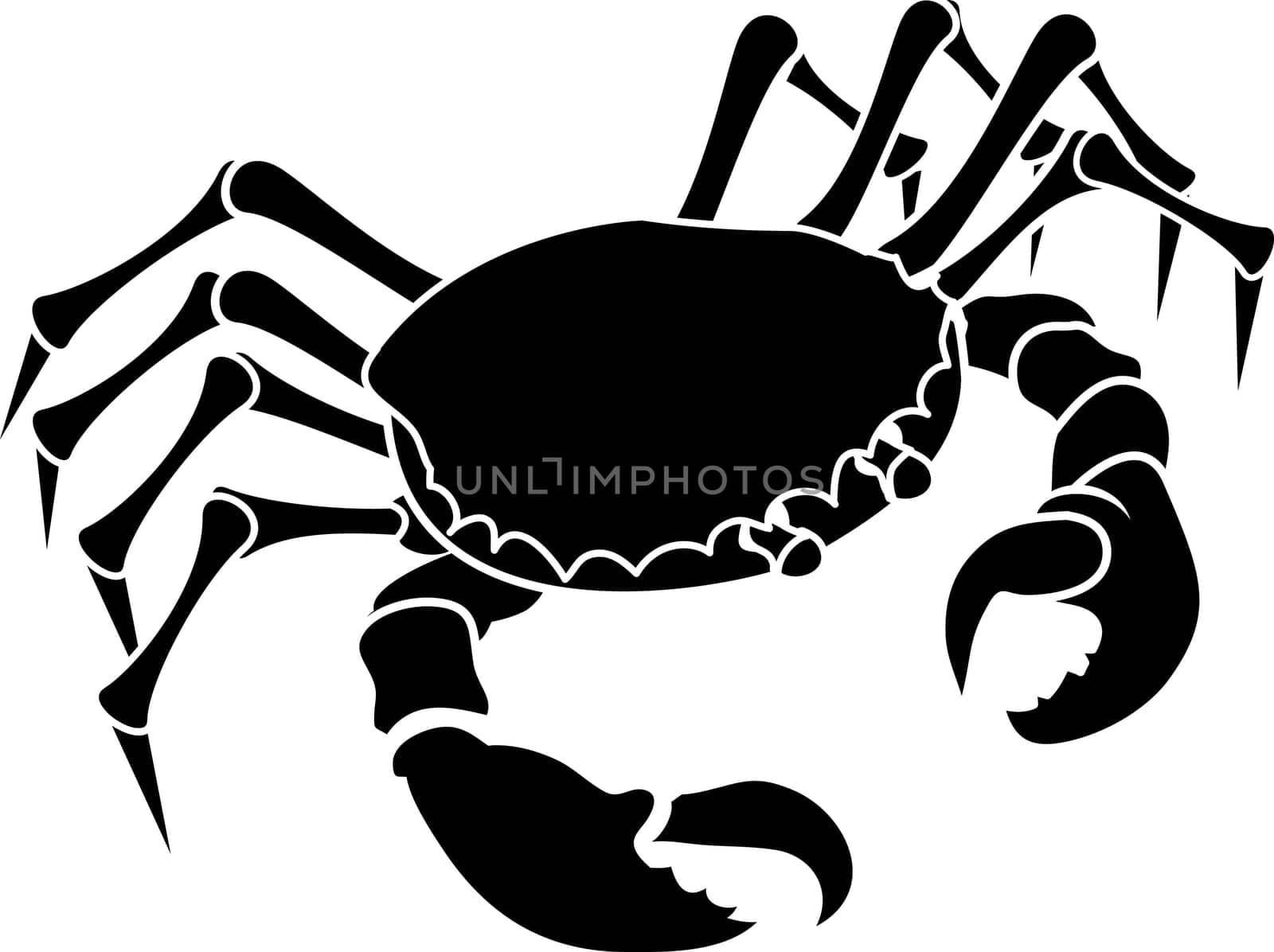 Monochrome vector illustration of a stylised Crab