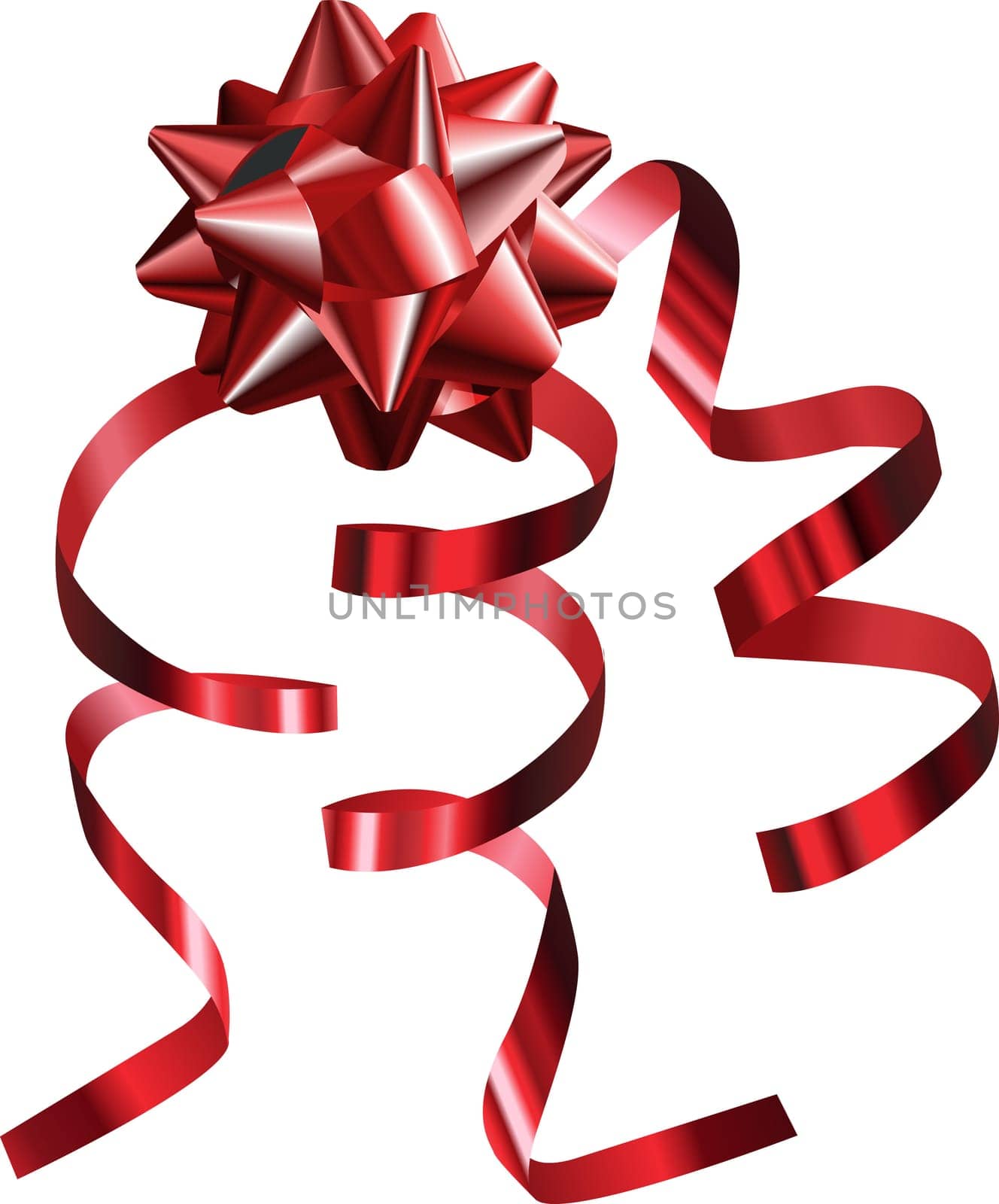 A vector illustration of a pretty shiny red bow with ribbons, no meshes used