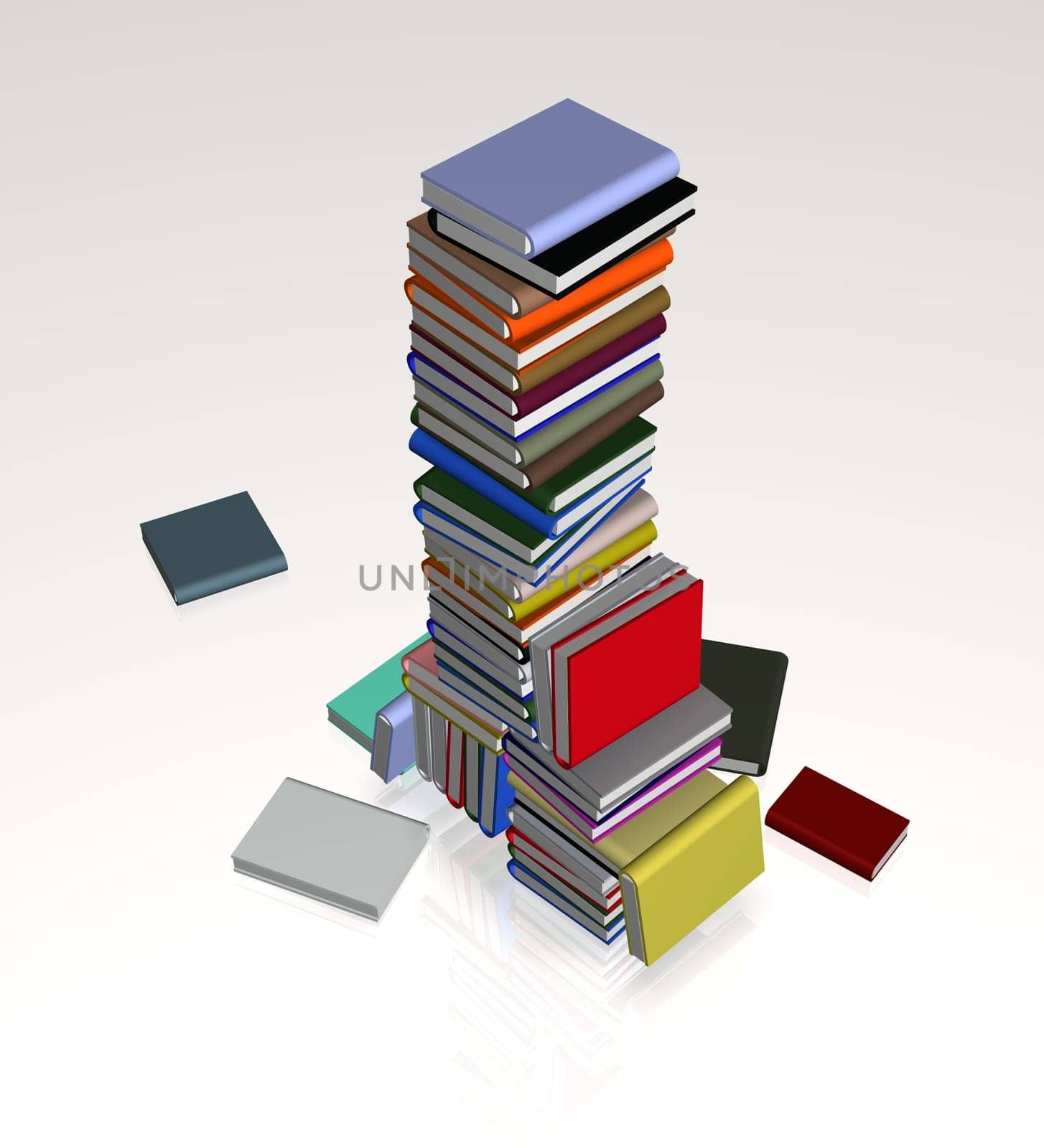 Illustration of a large pile of books