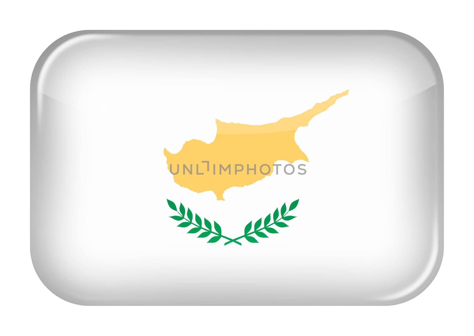 A Cyprus web icon rectangle button with clipping path 3d illustration