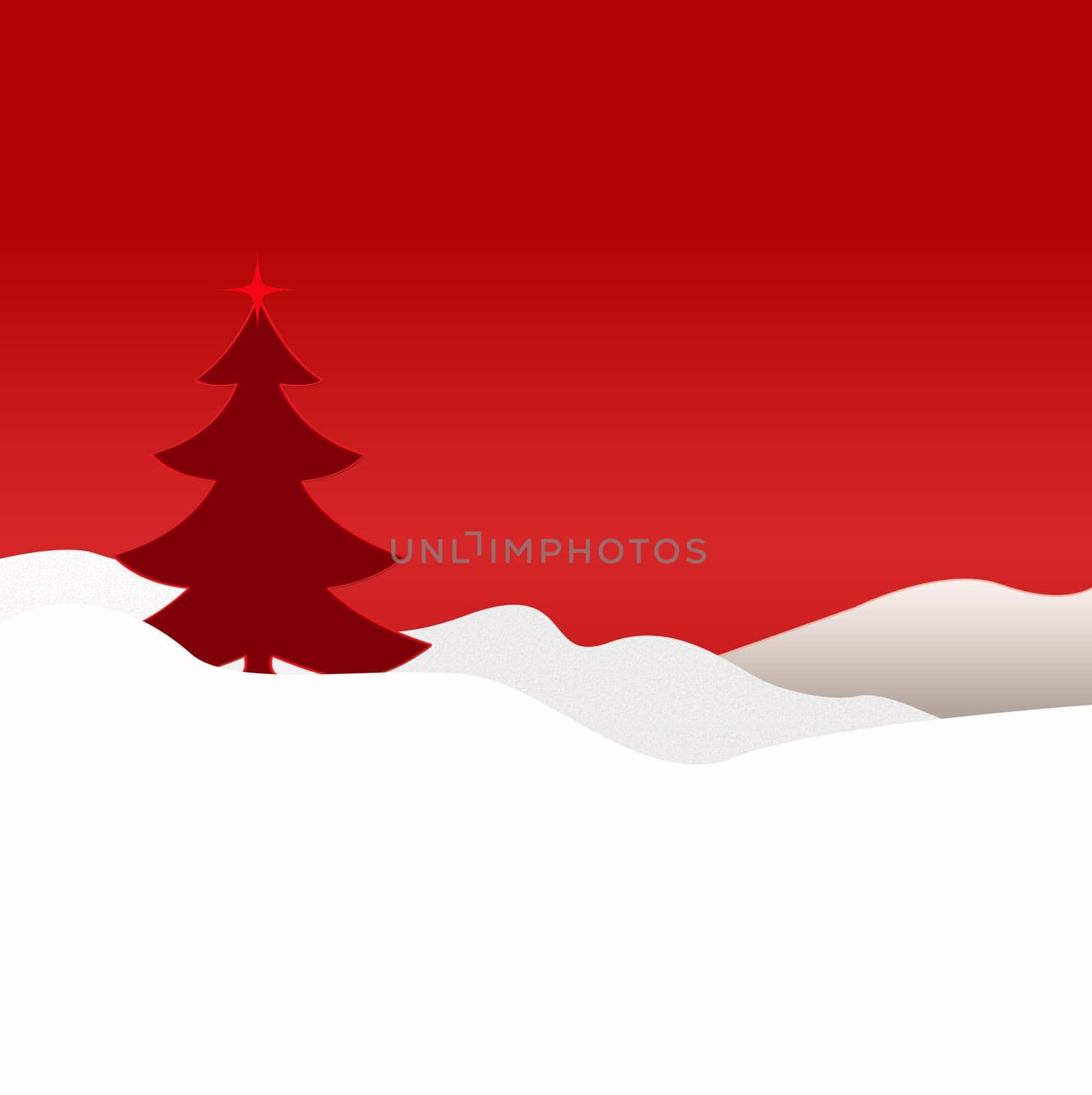 Christmas Tree on Snow-covered Hills