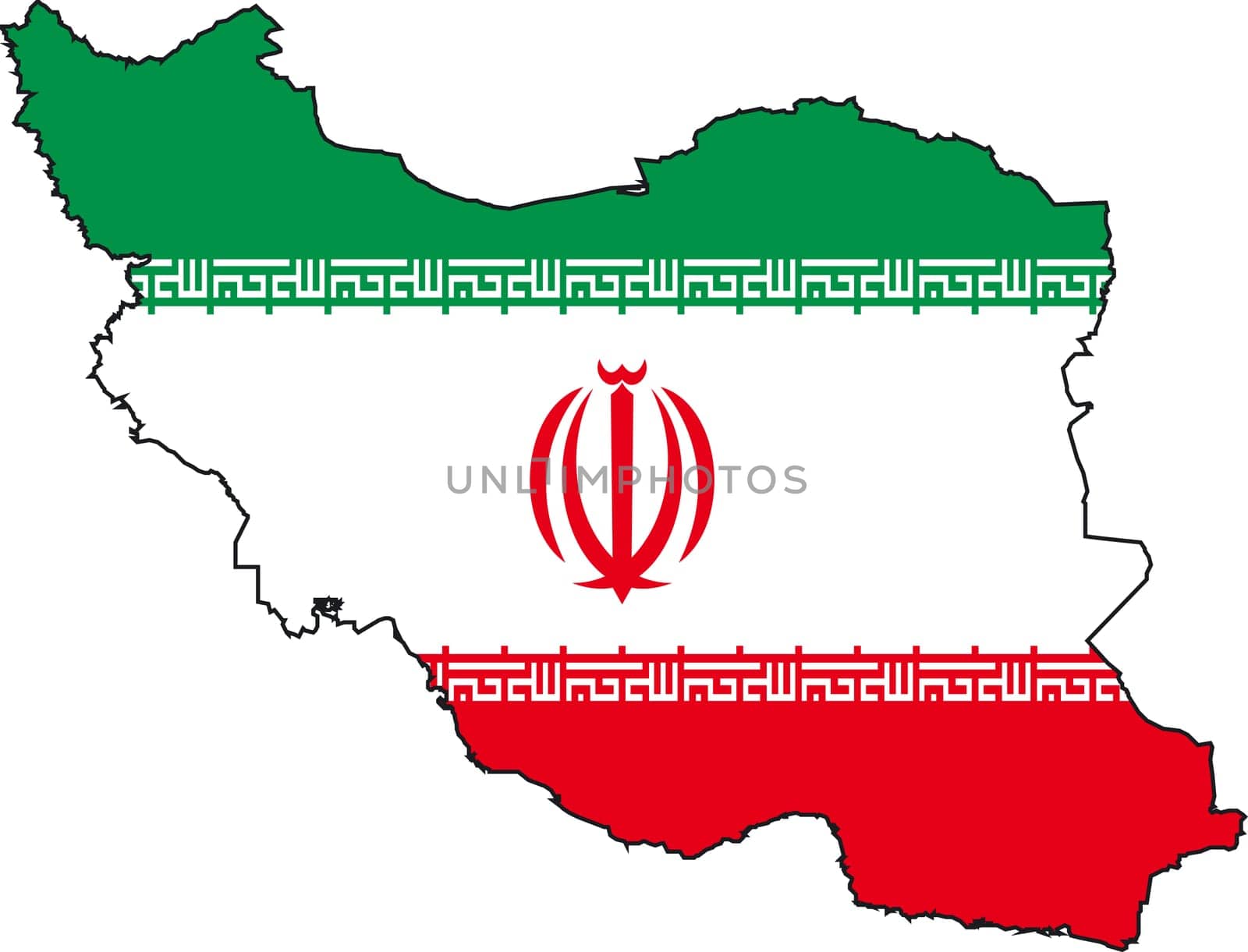 Vector Illustration of a Map and Flag from Iran
