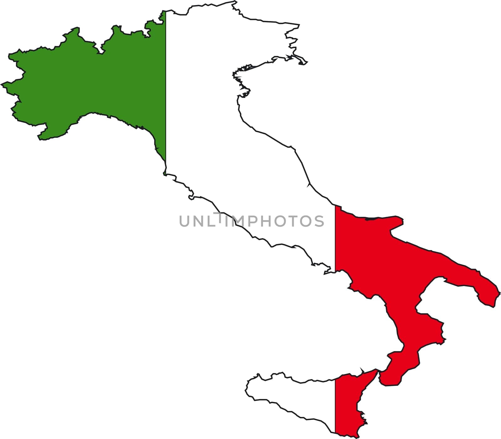 Vector Illustration of a Map and Flag from Italy