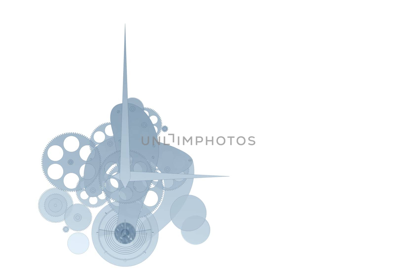 blue clockwork on white background
