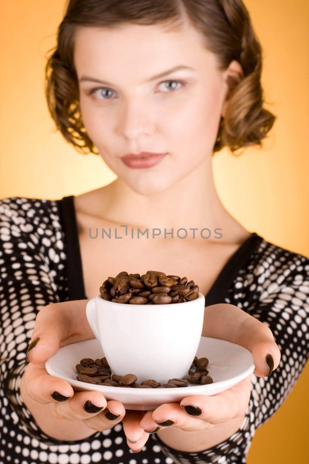 fashion girl with a coffee cup