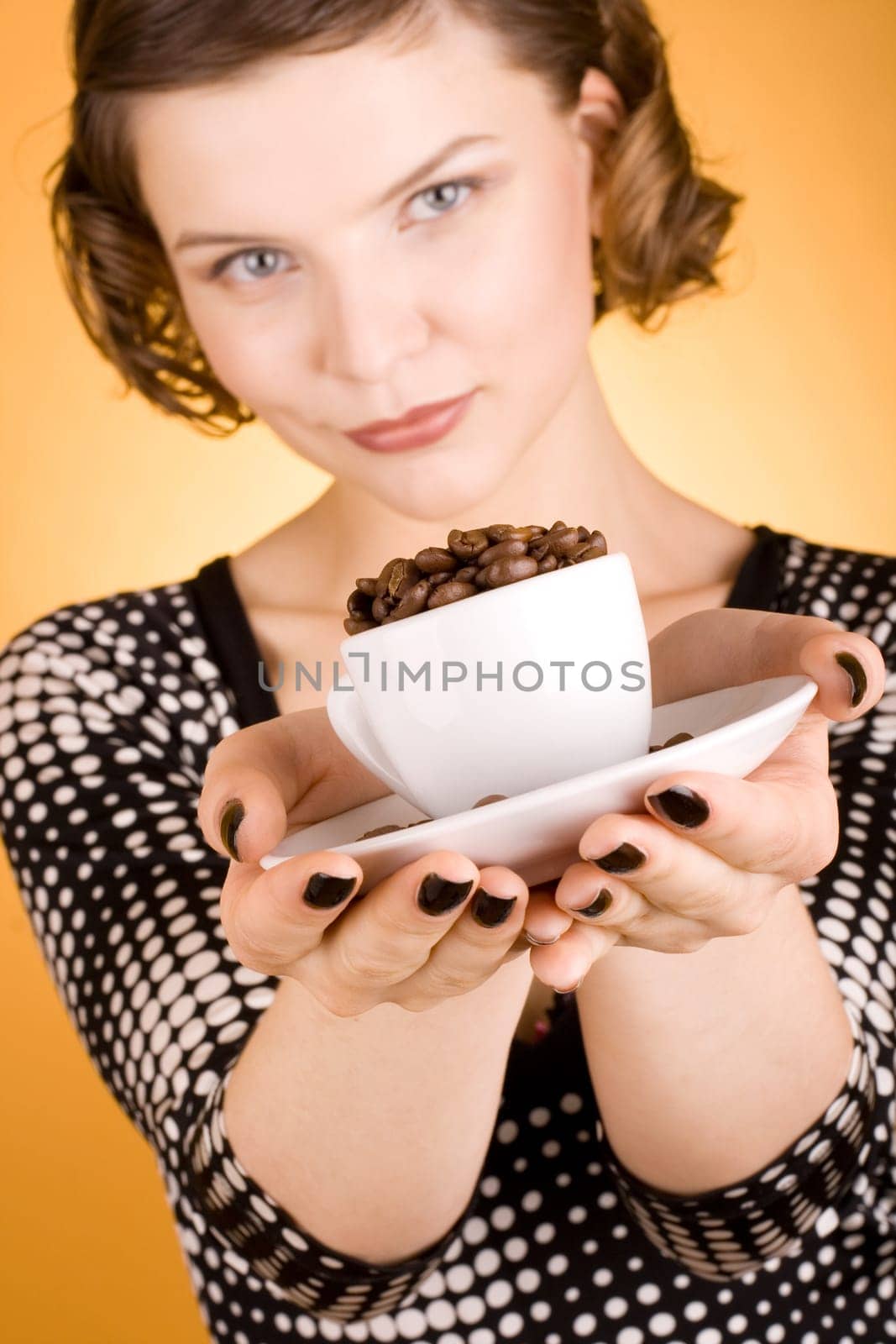 fashion girl with a coffee cup