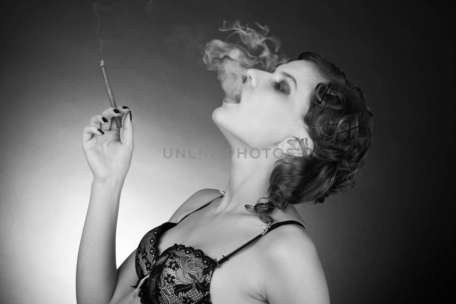 gorgeous girl with a smoking cigarette