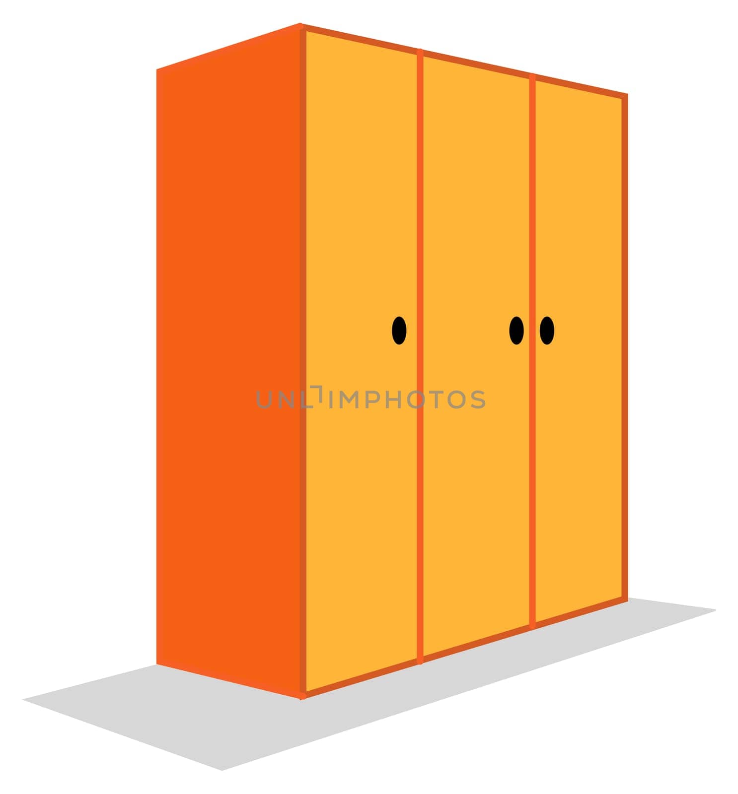line illustration for the open and closed cupboard