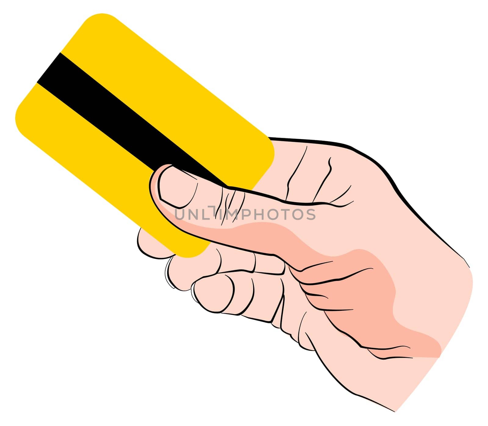 line illustration for the hand with card