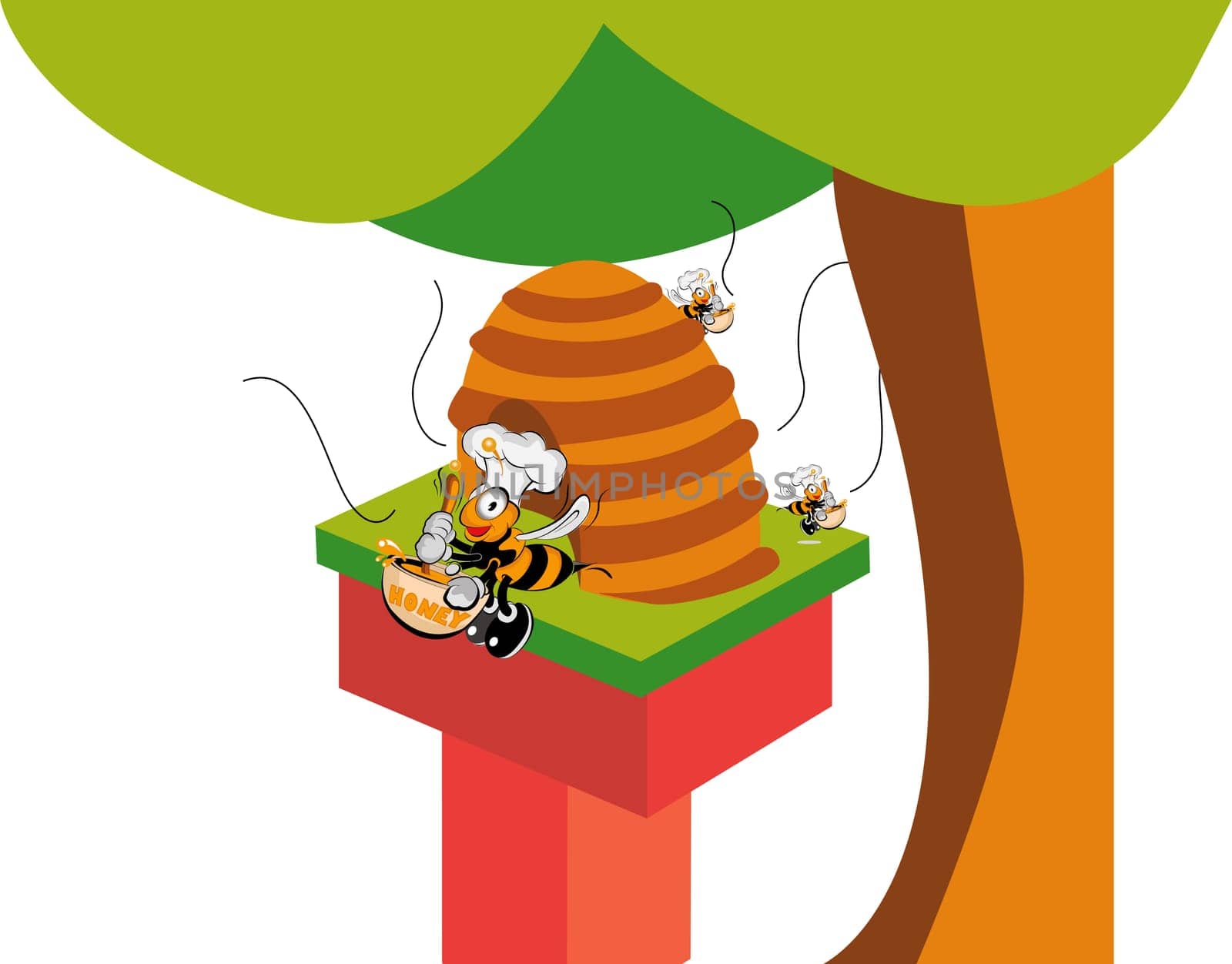 line illustration for the honey bee
