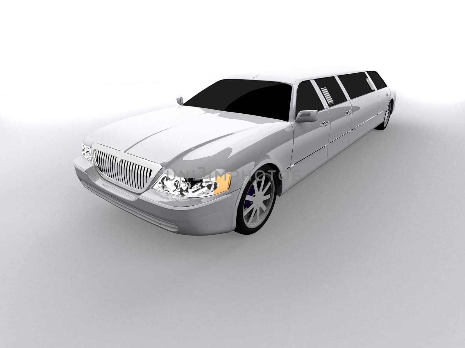 3d rendered illustration of a white limousine
