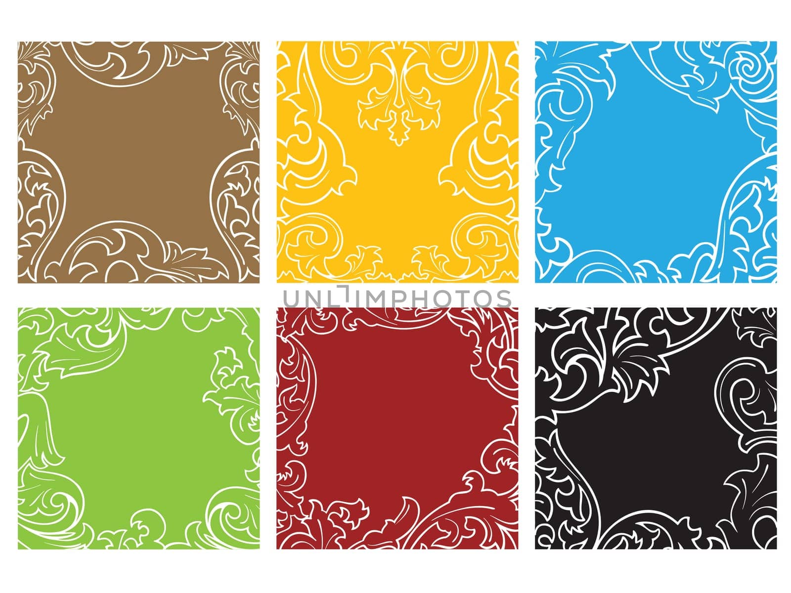 Floral patterns on colorful tiles
