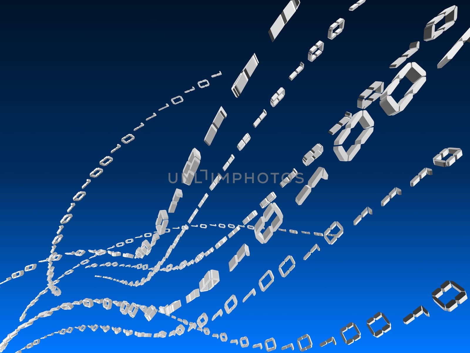 3d rendered illustration of the numbers 0 and 1