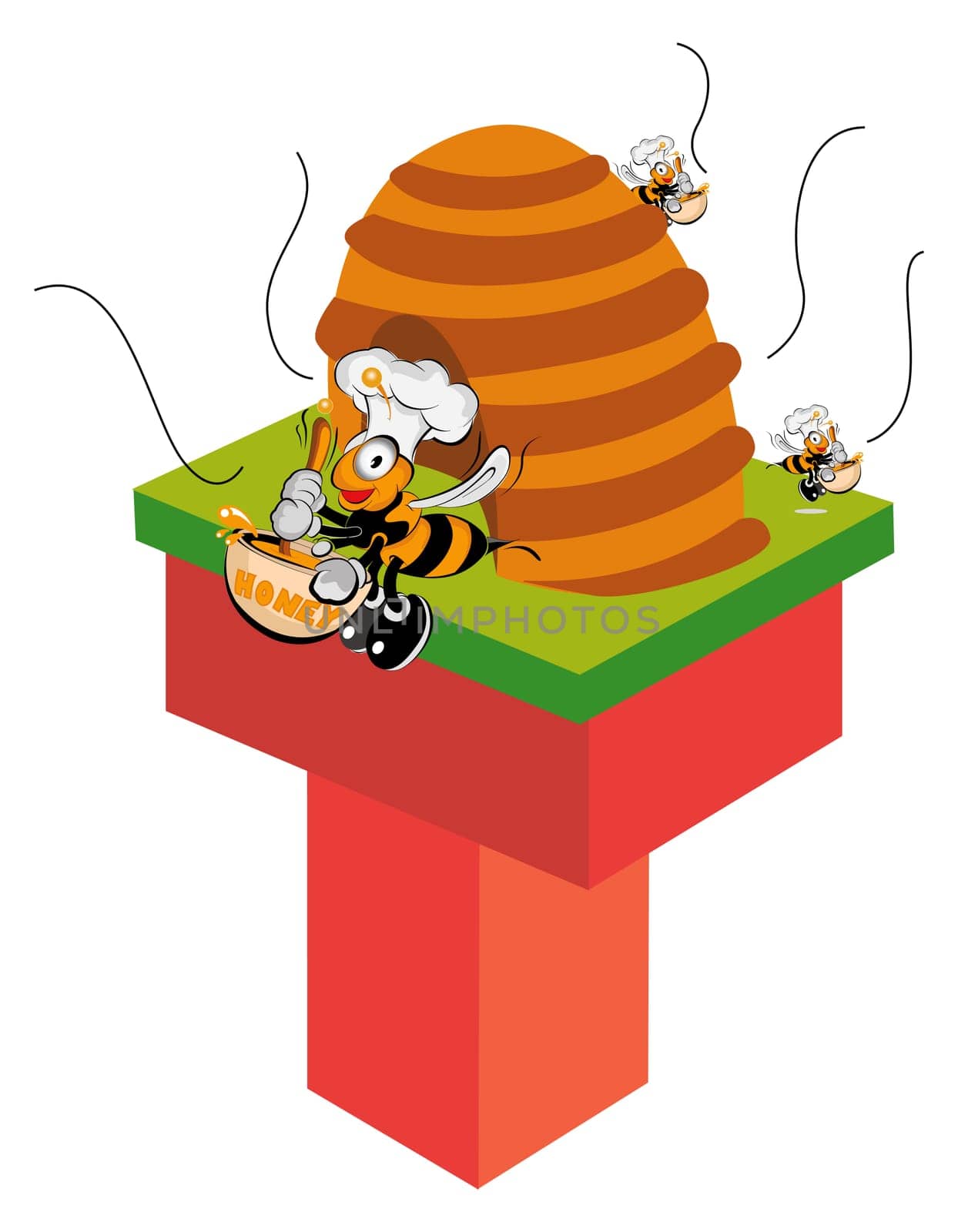 line illustration for the honey bee