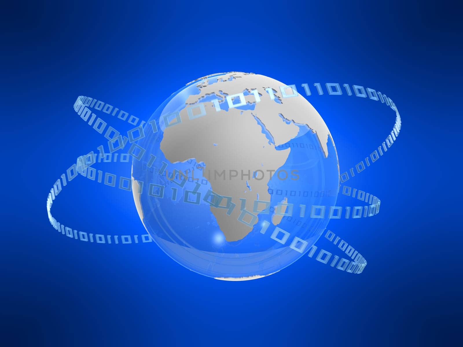 3d rendered illustration of a globe and binary rings