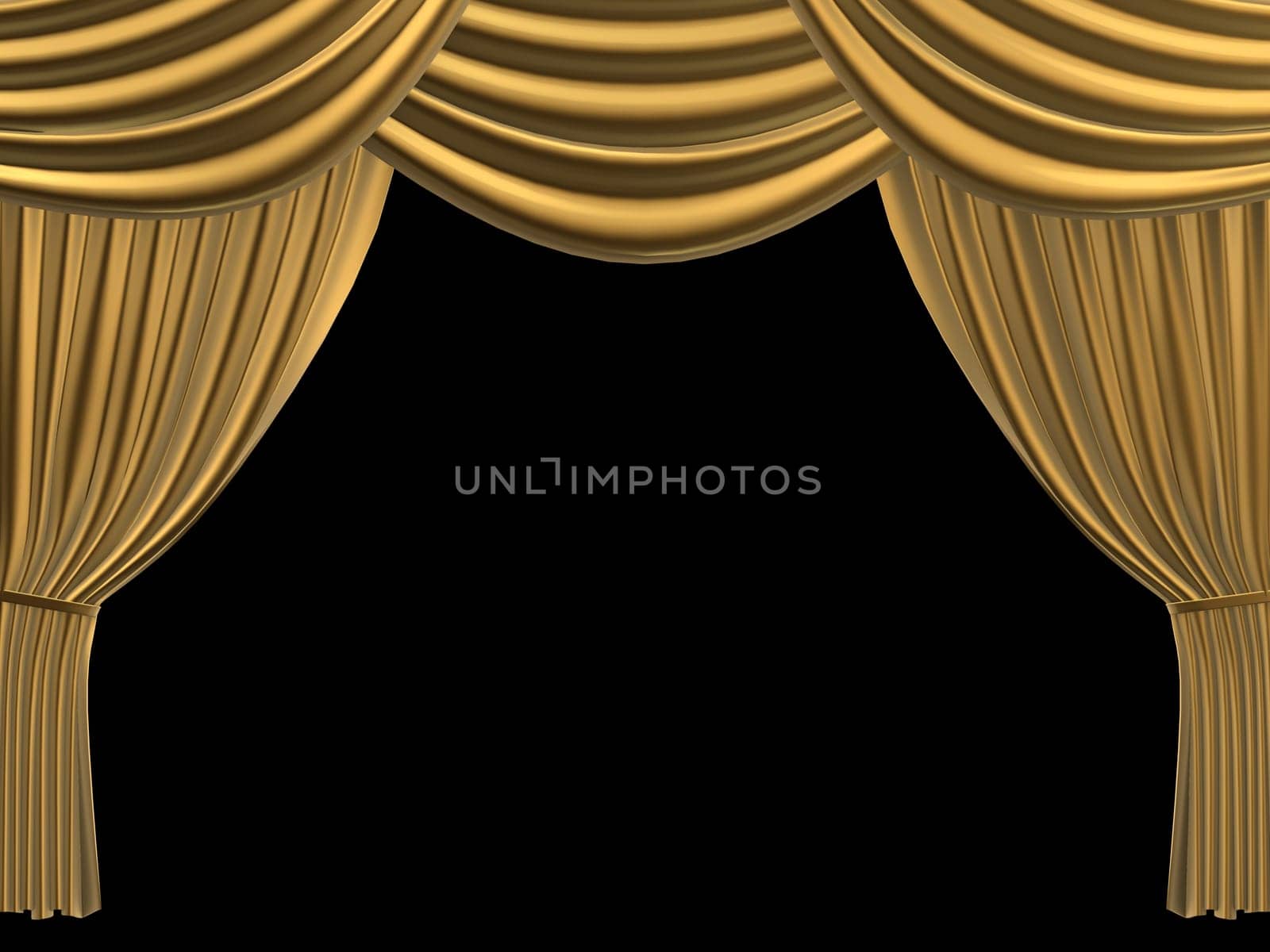 3d rendered illustration of a golden theatre curtain
