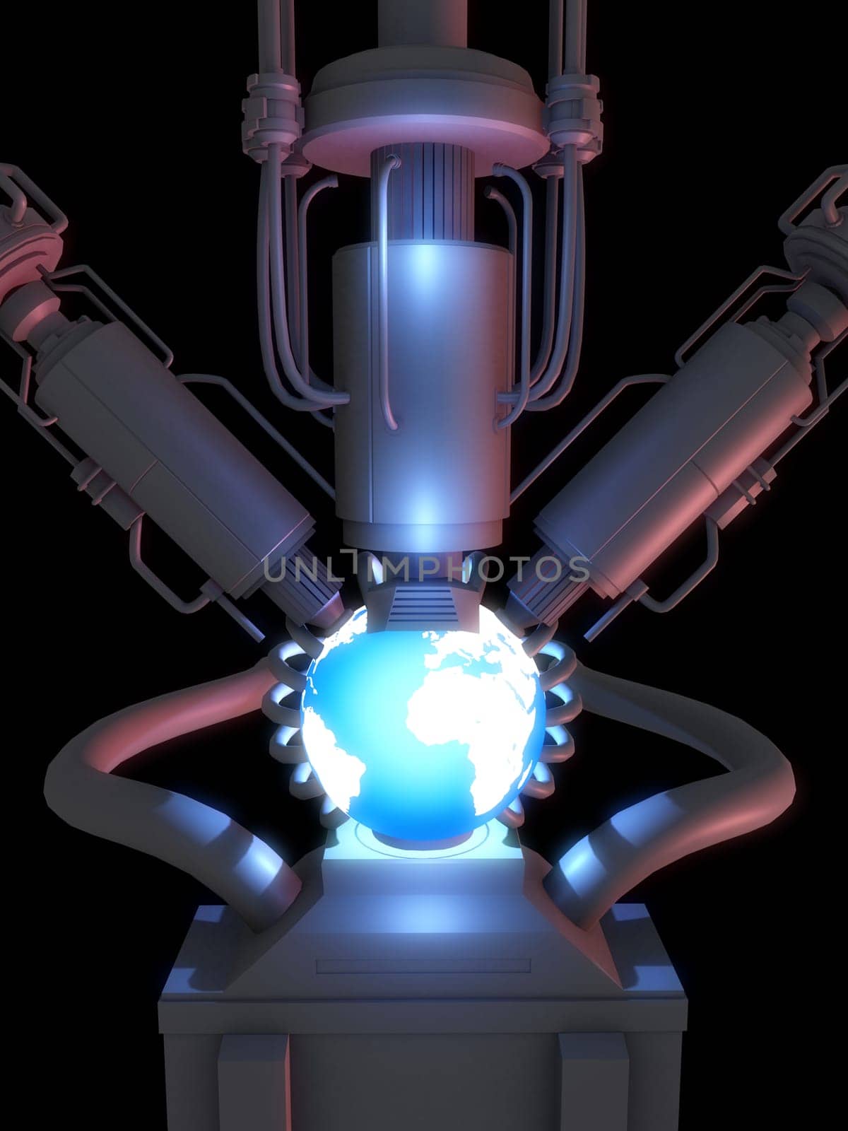 3d rendered illustration of a reactor and a globe