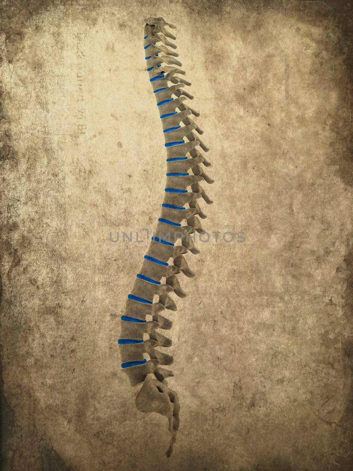 3d rendered illustration of an old paper with a human spine