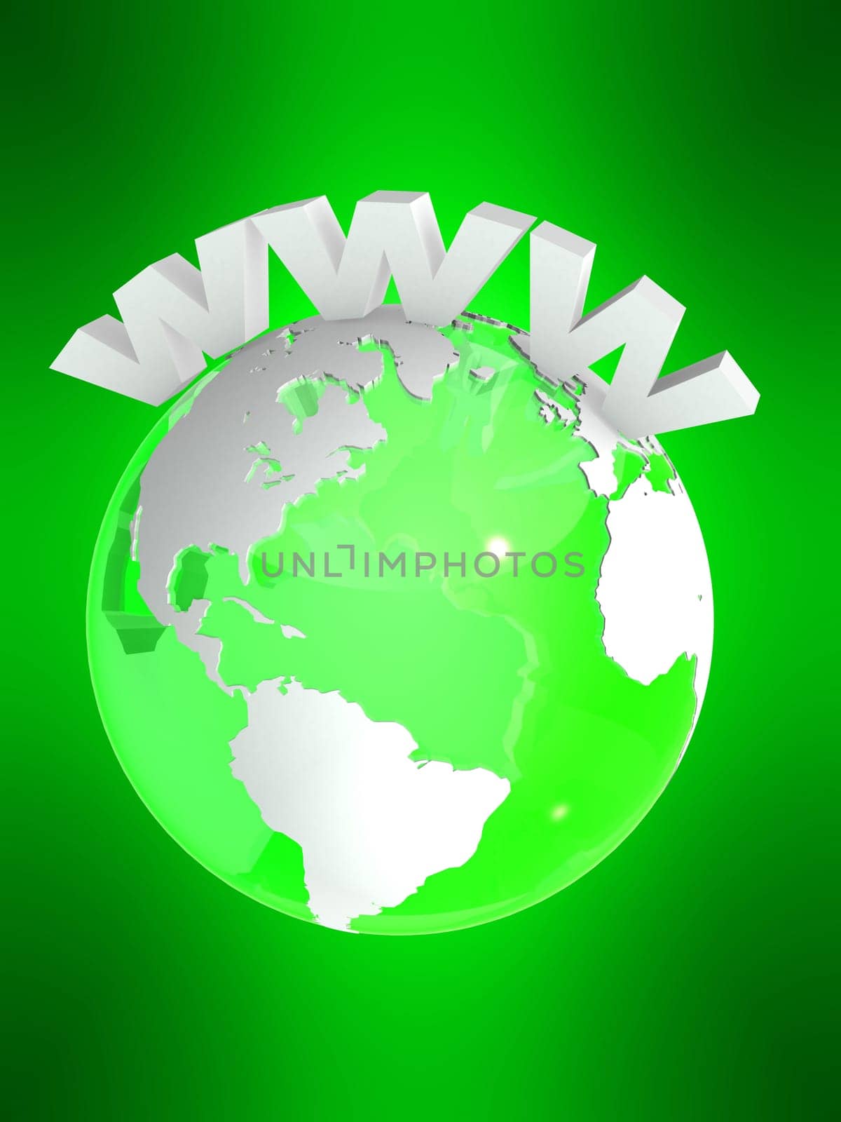 3d rendered illustration of a globe and an internet sign