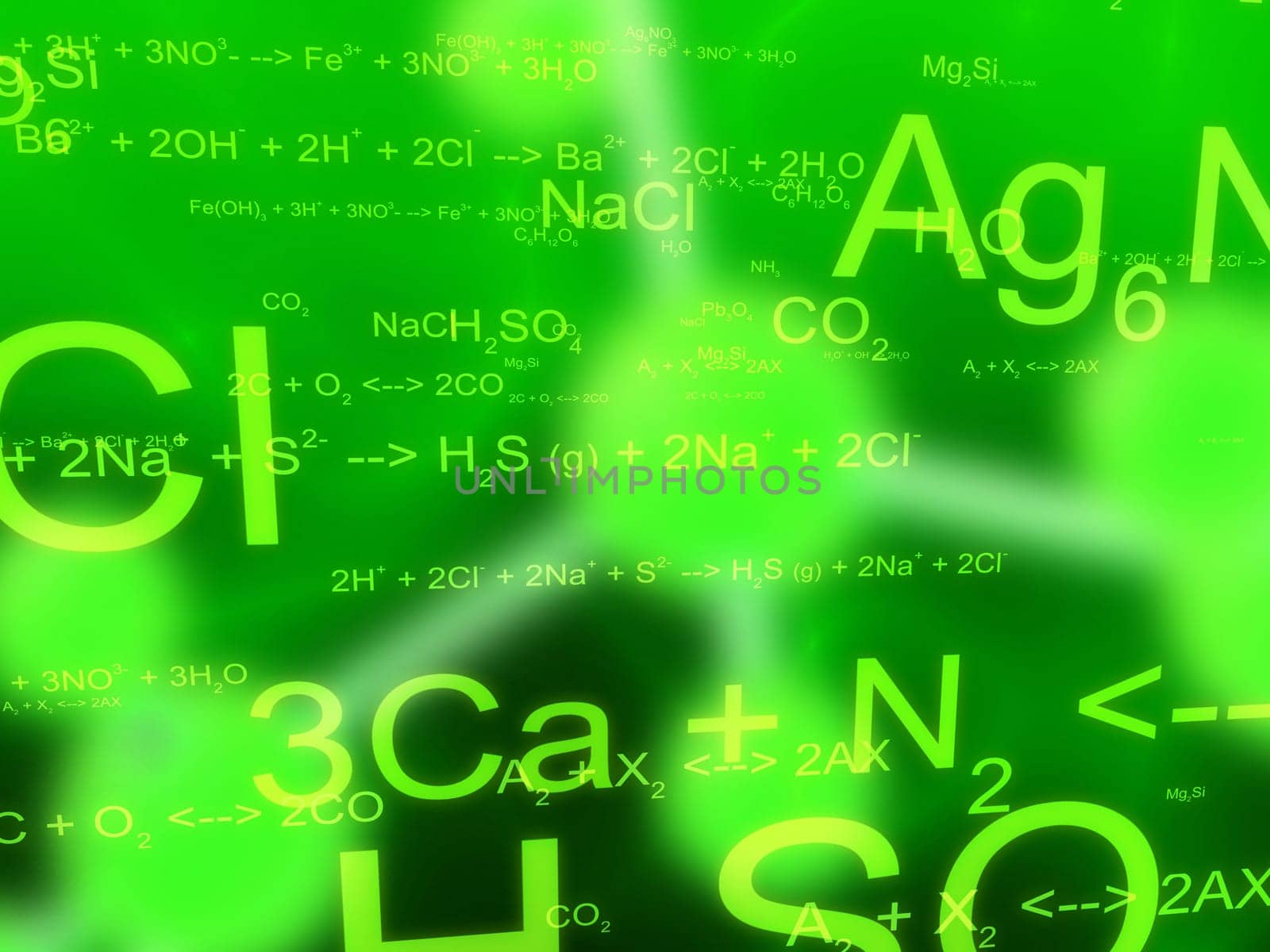 3d rendered illustration of science formulas and molecules