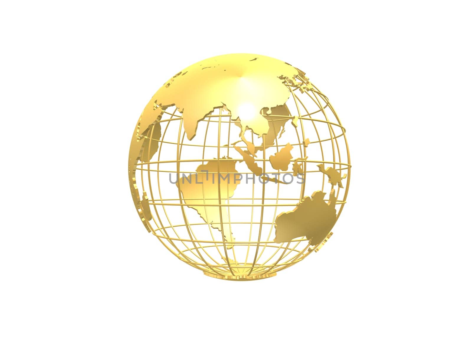 3d rendered illustration of a golden metal globe