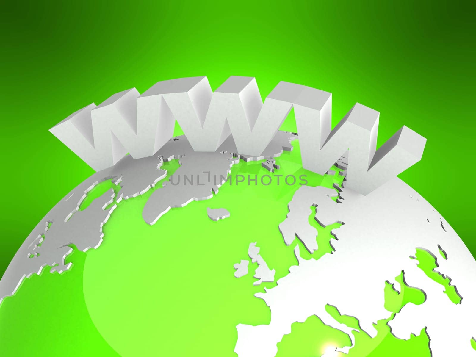 3d rendered illustration of a globe and a www sign