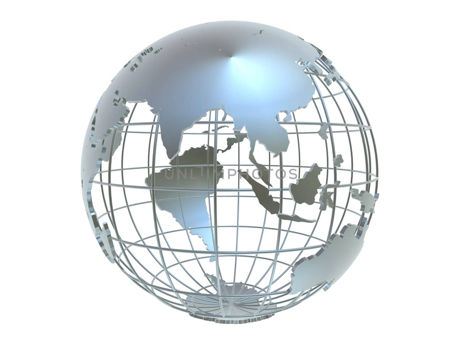 3d rendered illustration of a silver metal globe