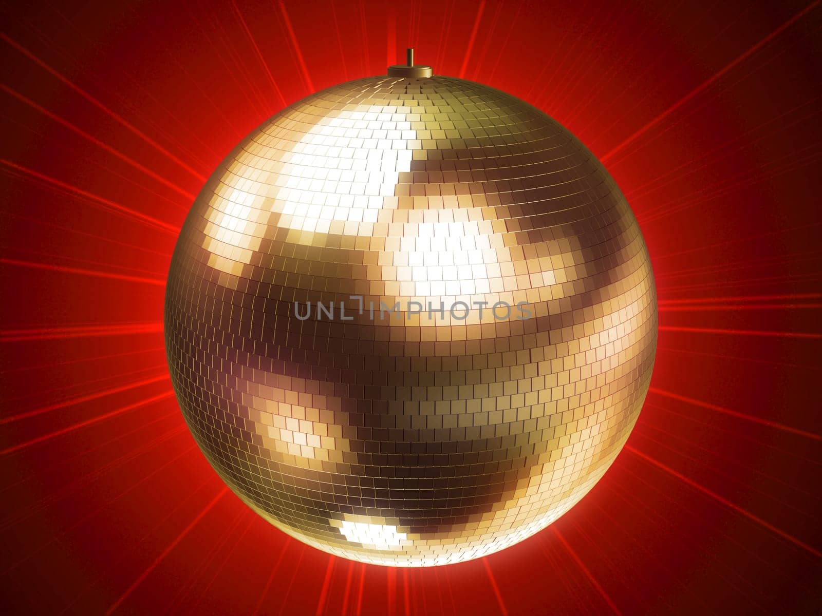 3d rendered illustration of a golden disco sphere