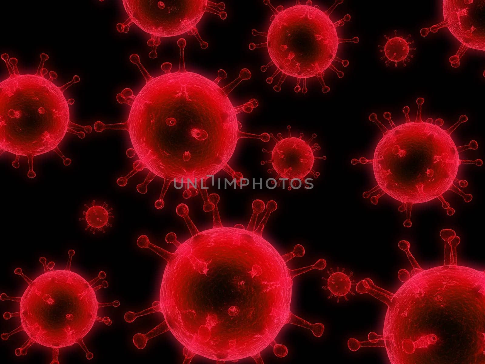 3d rendered illustration of some red viruses on a black background
