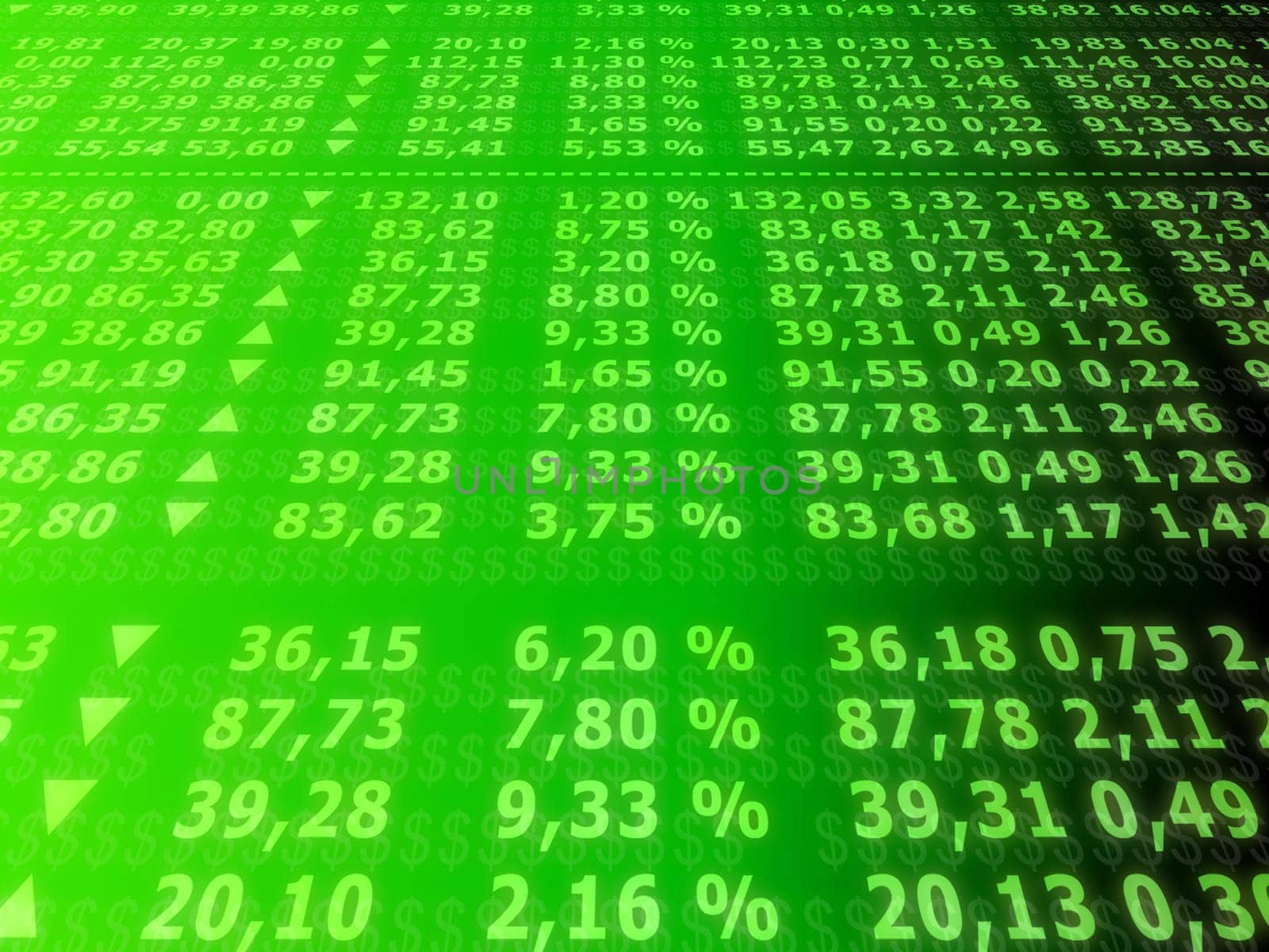 3d rendered illustration from a board of stock numbers