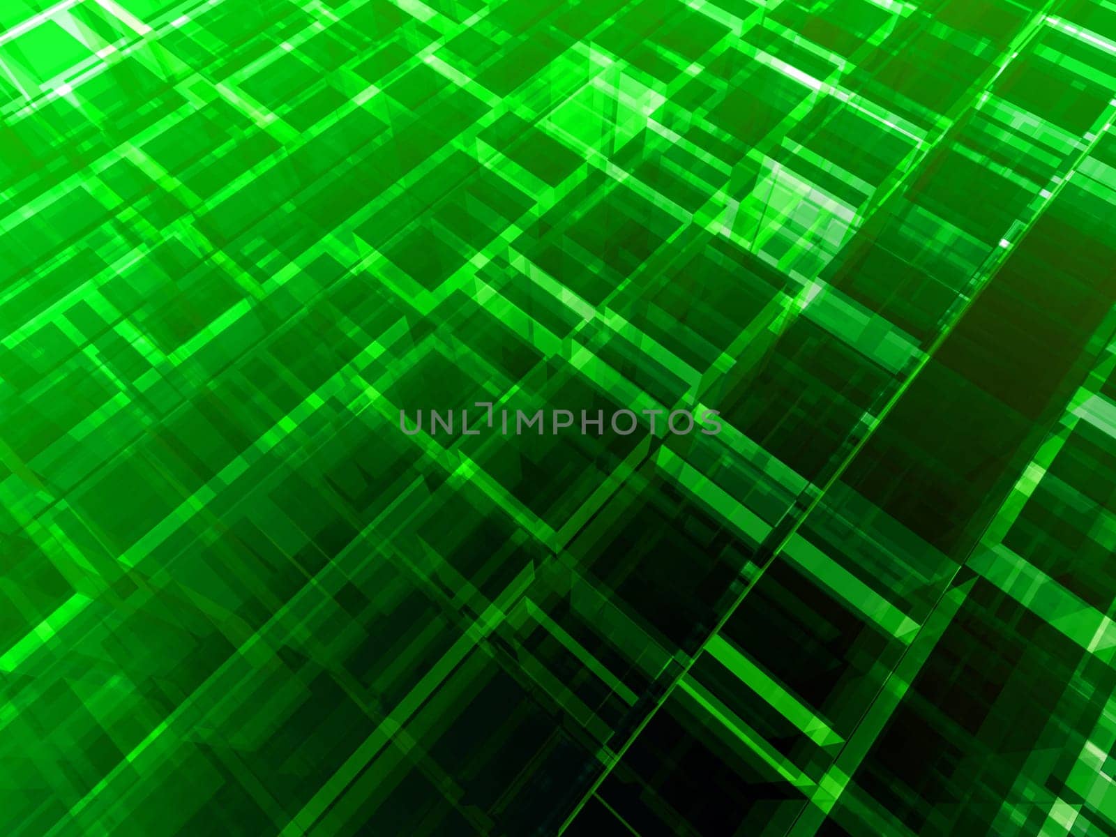 3d rendered illustration of abstract green cubes