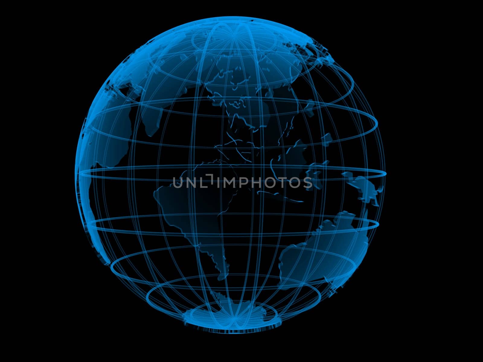 3d rendered illustration of a blue transparent globe