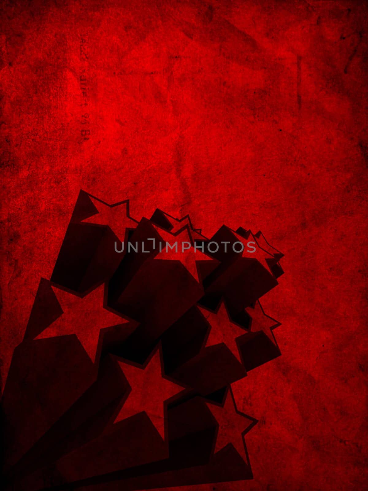 3d rendered illustration of an old red paper with stars