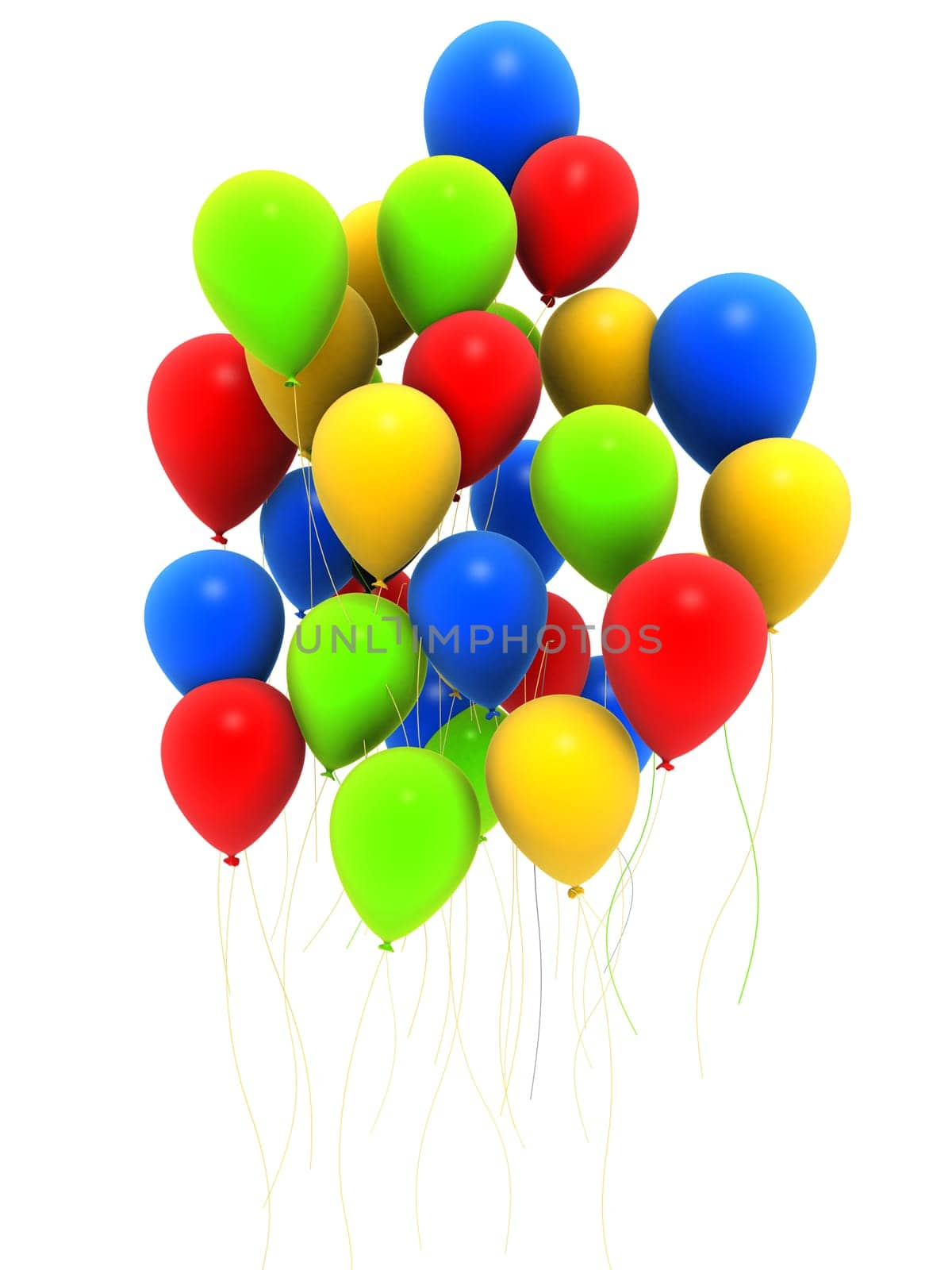 3d rendered illustration of many colored balloons