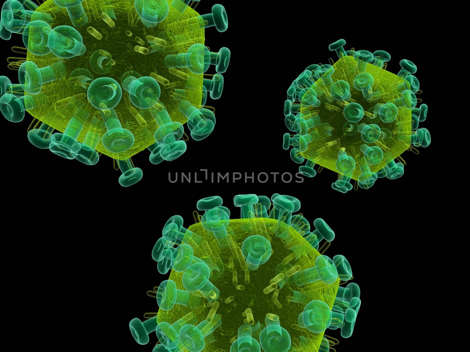 3d rendered close up of some isolated aids viruses