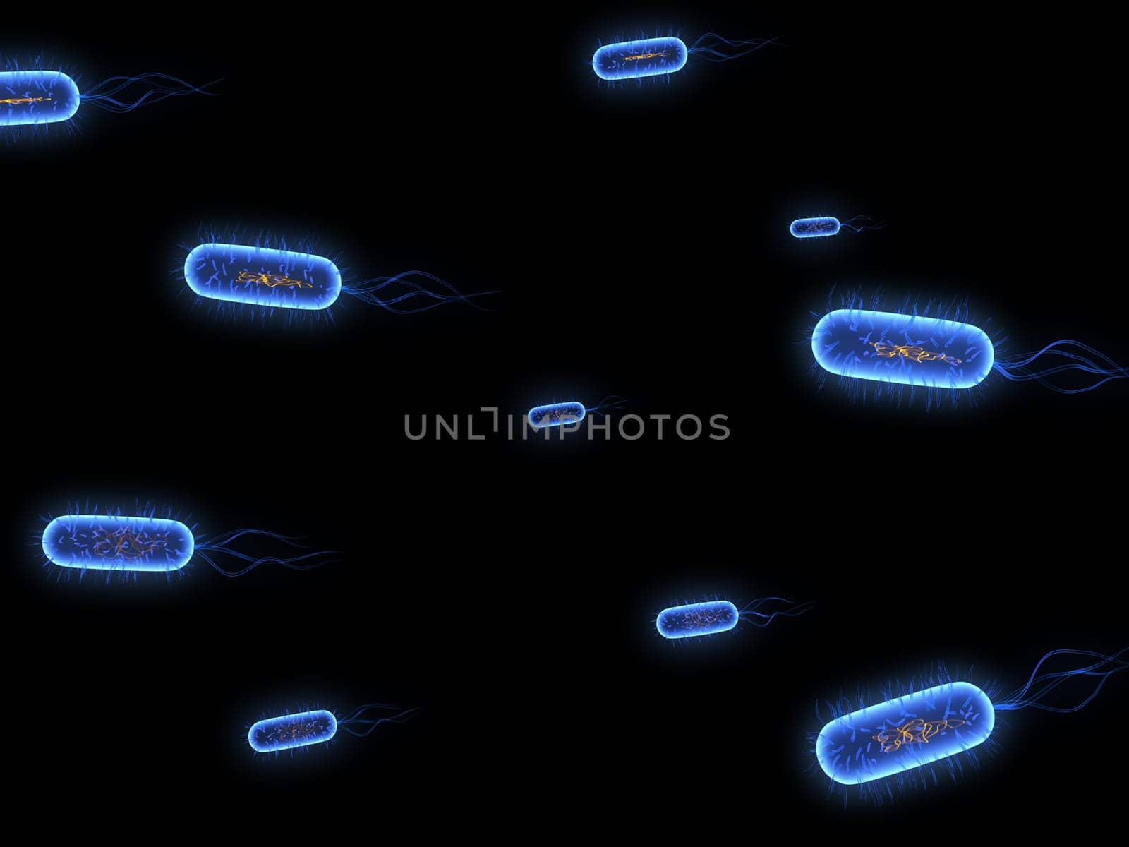3d rendered close up of blue streaming bacteria