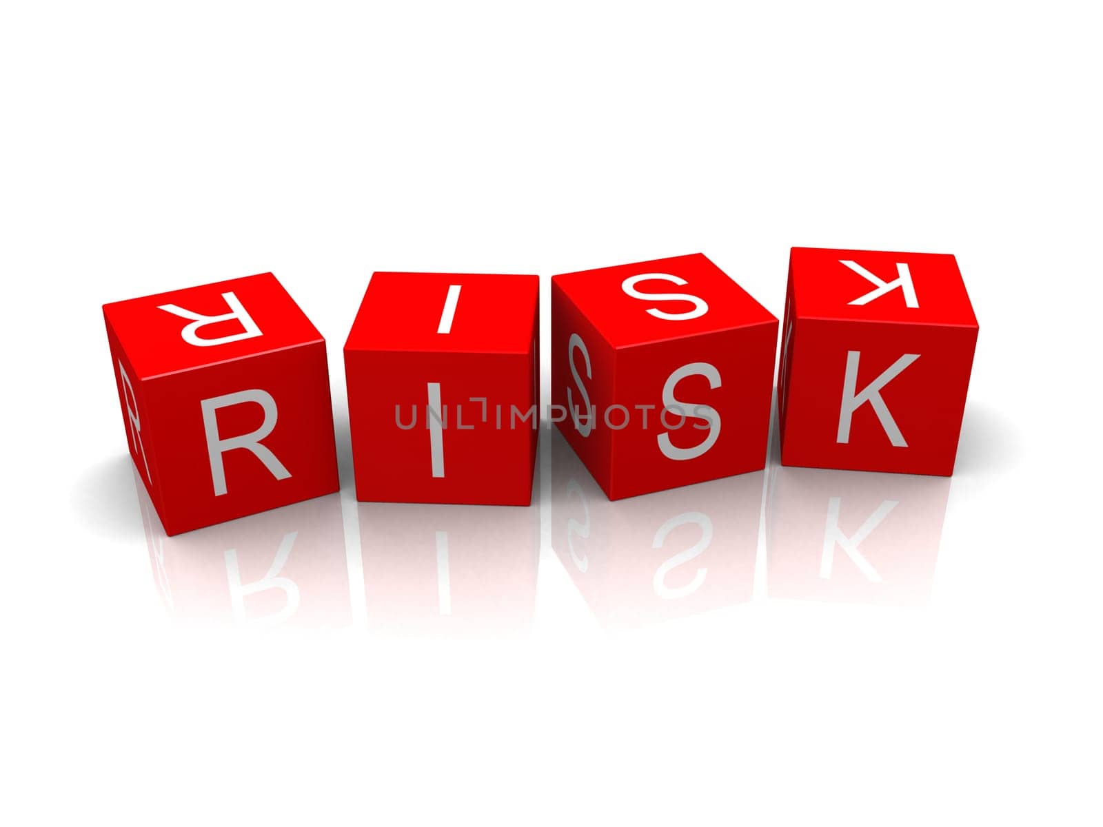3d rendered illustration of red cubes with the word risk