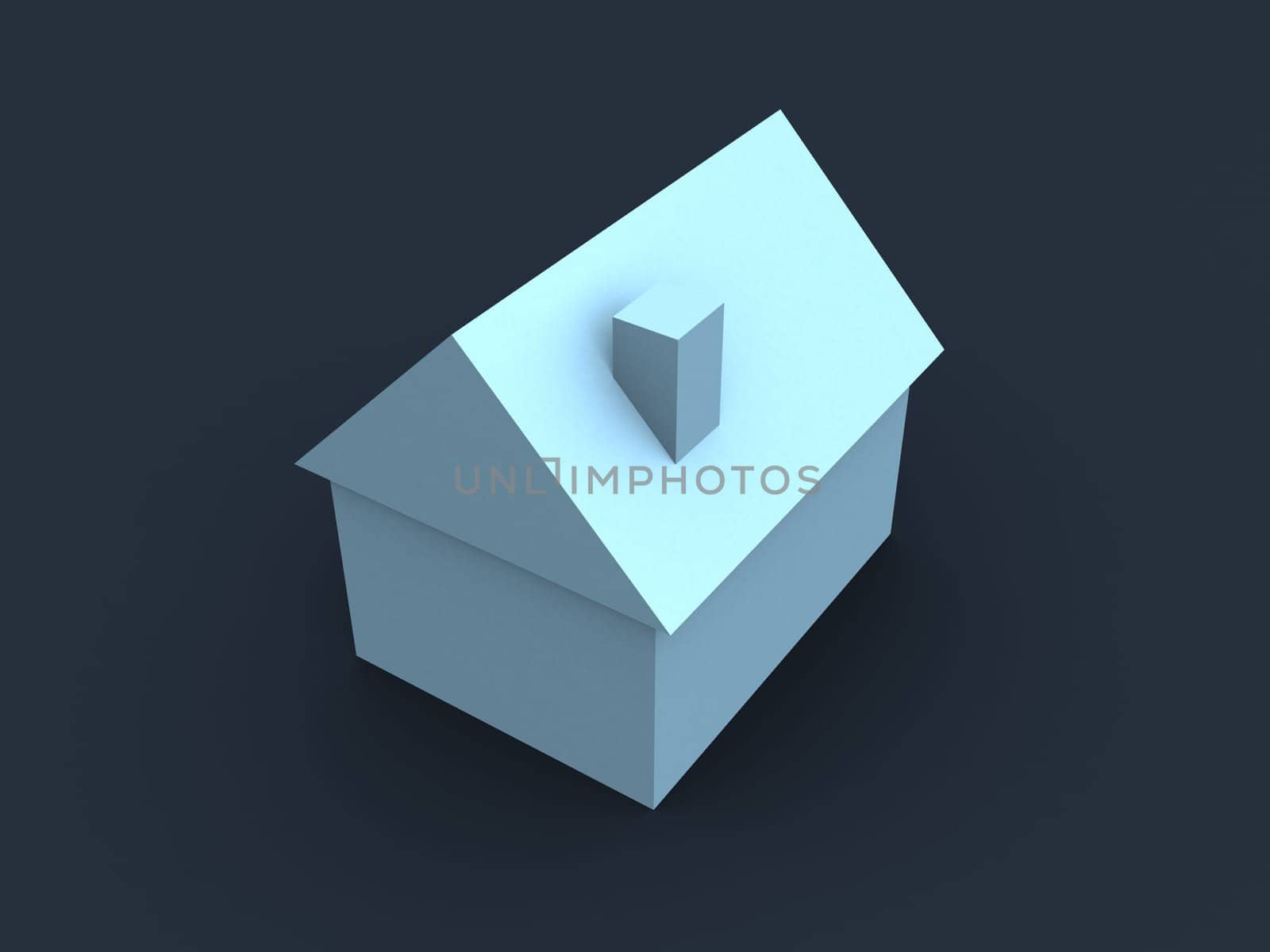 3d rendered illustration of a simple blue house