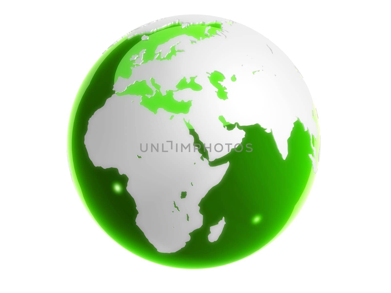 3d rendered illustration of a green and white globe