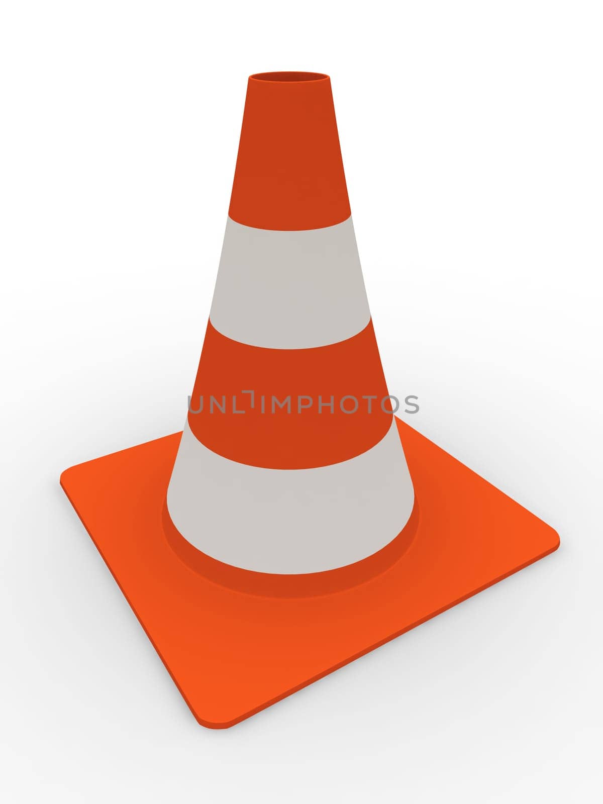 3d rendered illustration of a red and white traffic cone