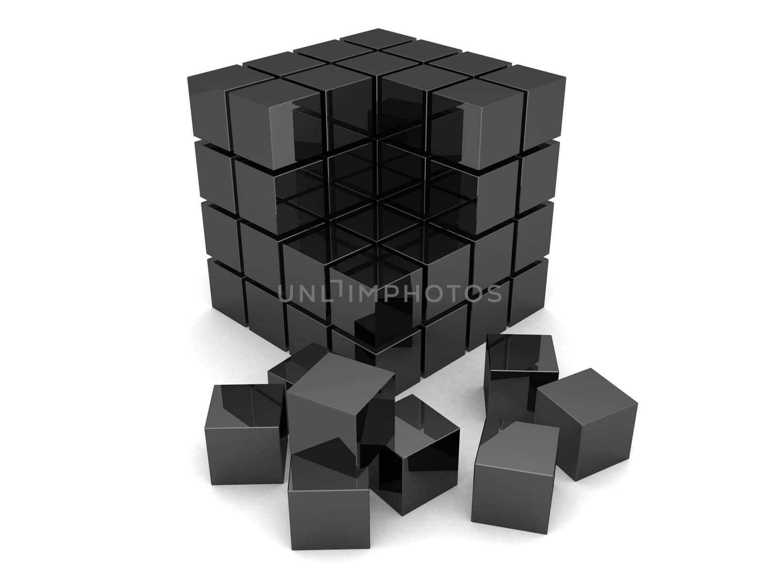 3d rendered illustration of many little black cubes