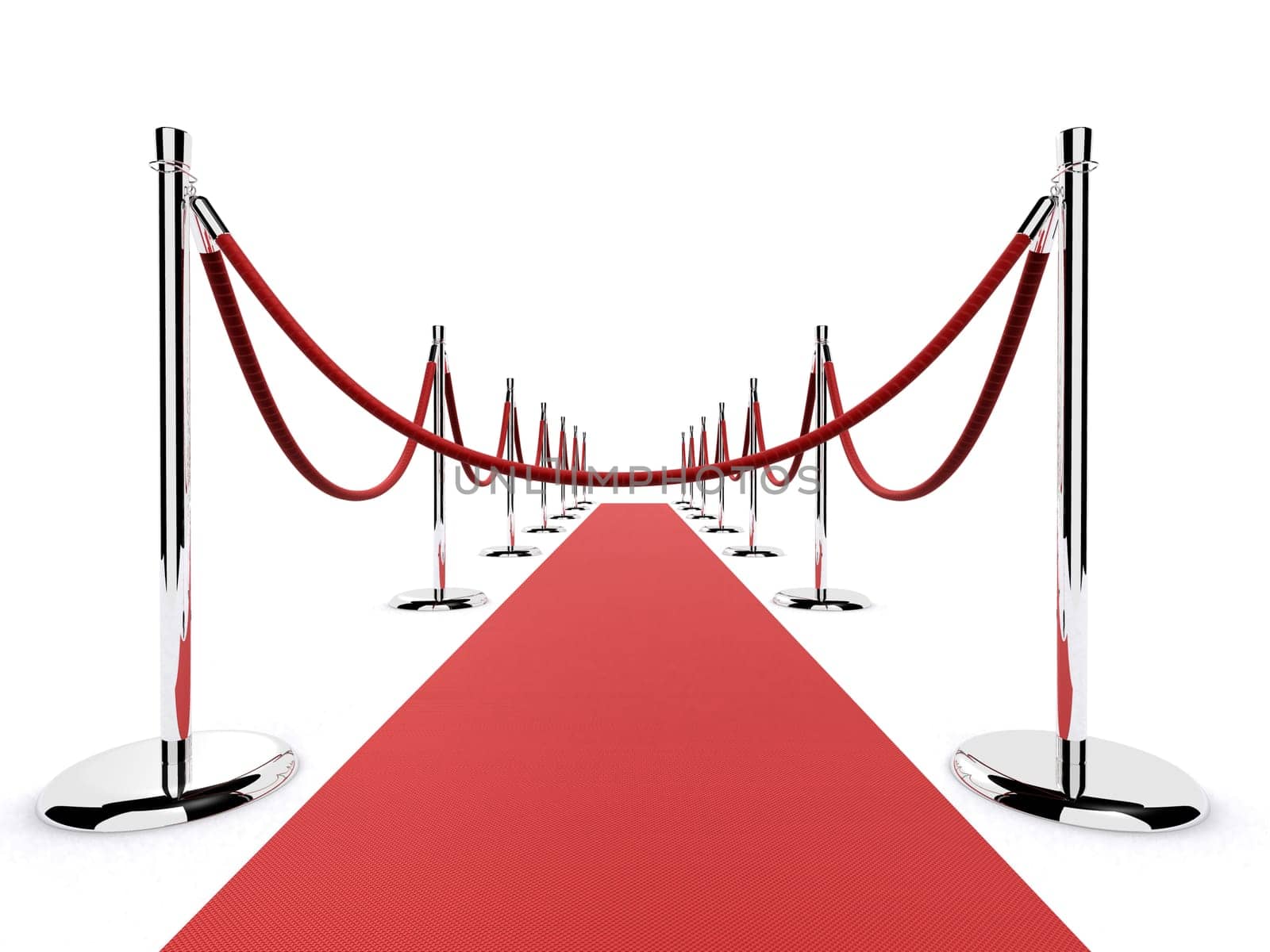 3d rendered illustration of a red carpet and barrier