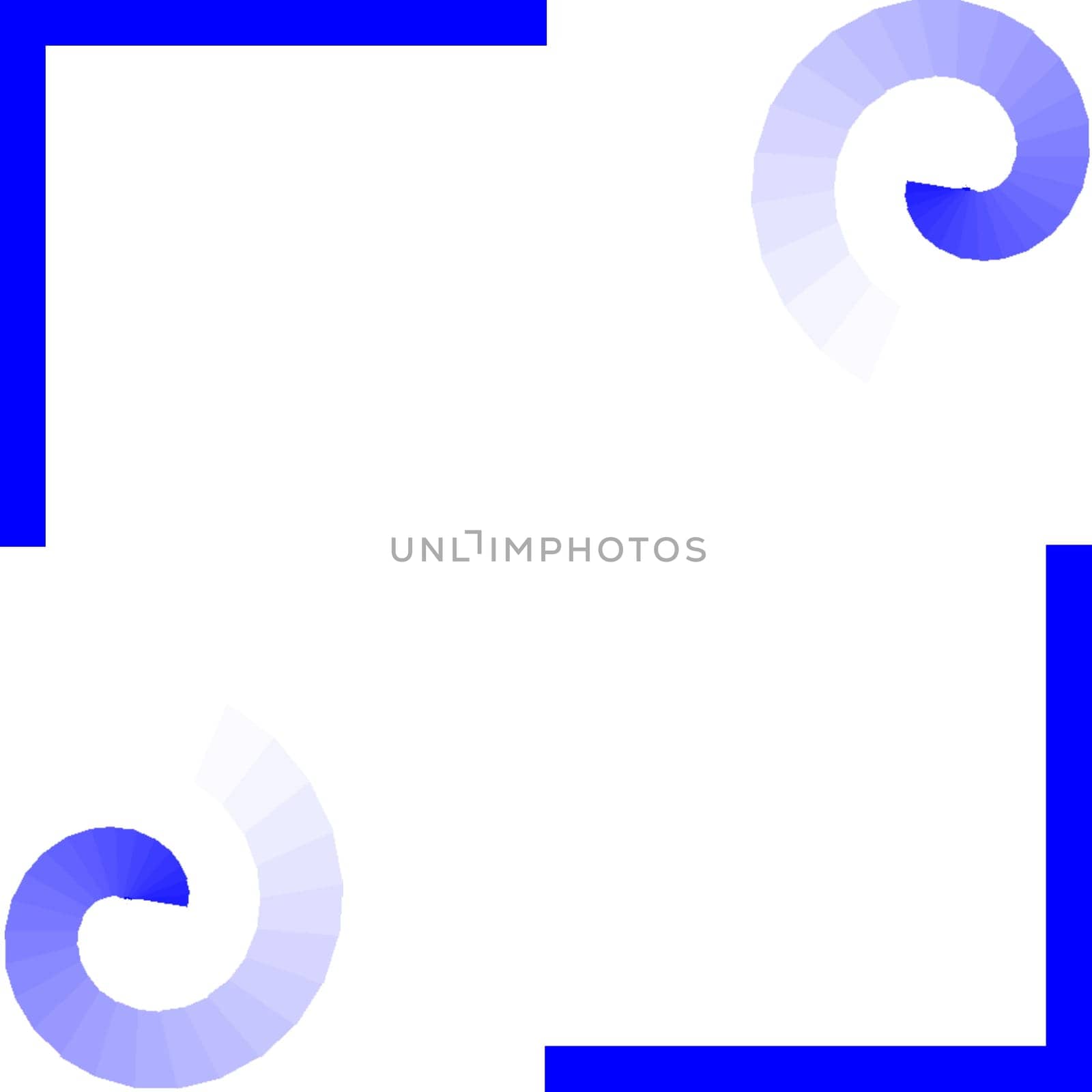 A deep blue background with a big white swirl inside.