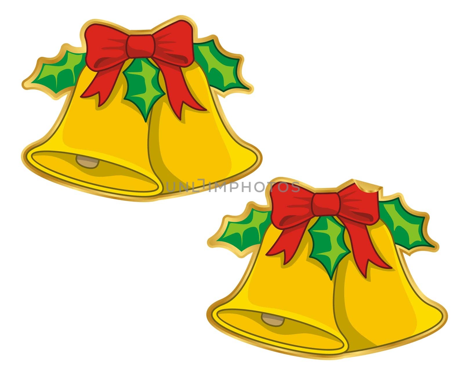 Christmas bells sticker normal and peeling version  The vector version is a fully editable EPS 8 file, compressed in a zip file. Linear gradients, no transparencies. Can be scaled to any size without loss of quality.