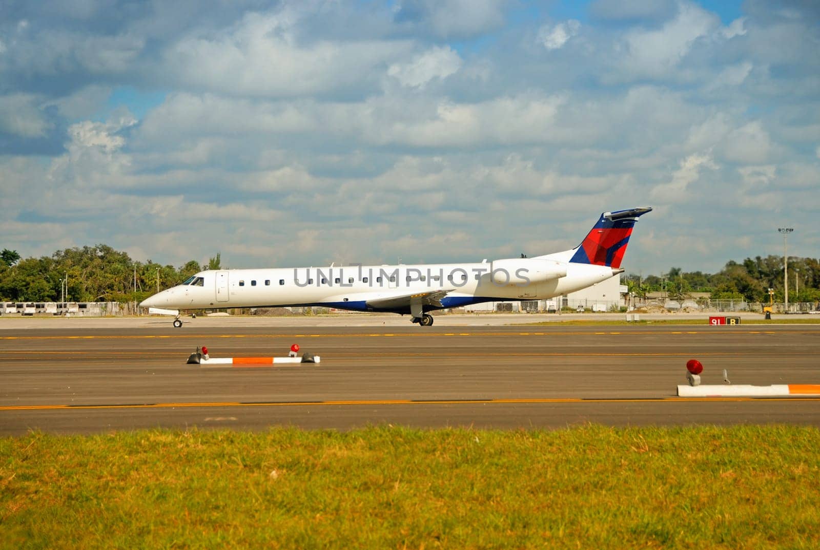 Modern passenger jet preparing for departure