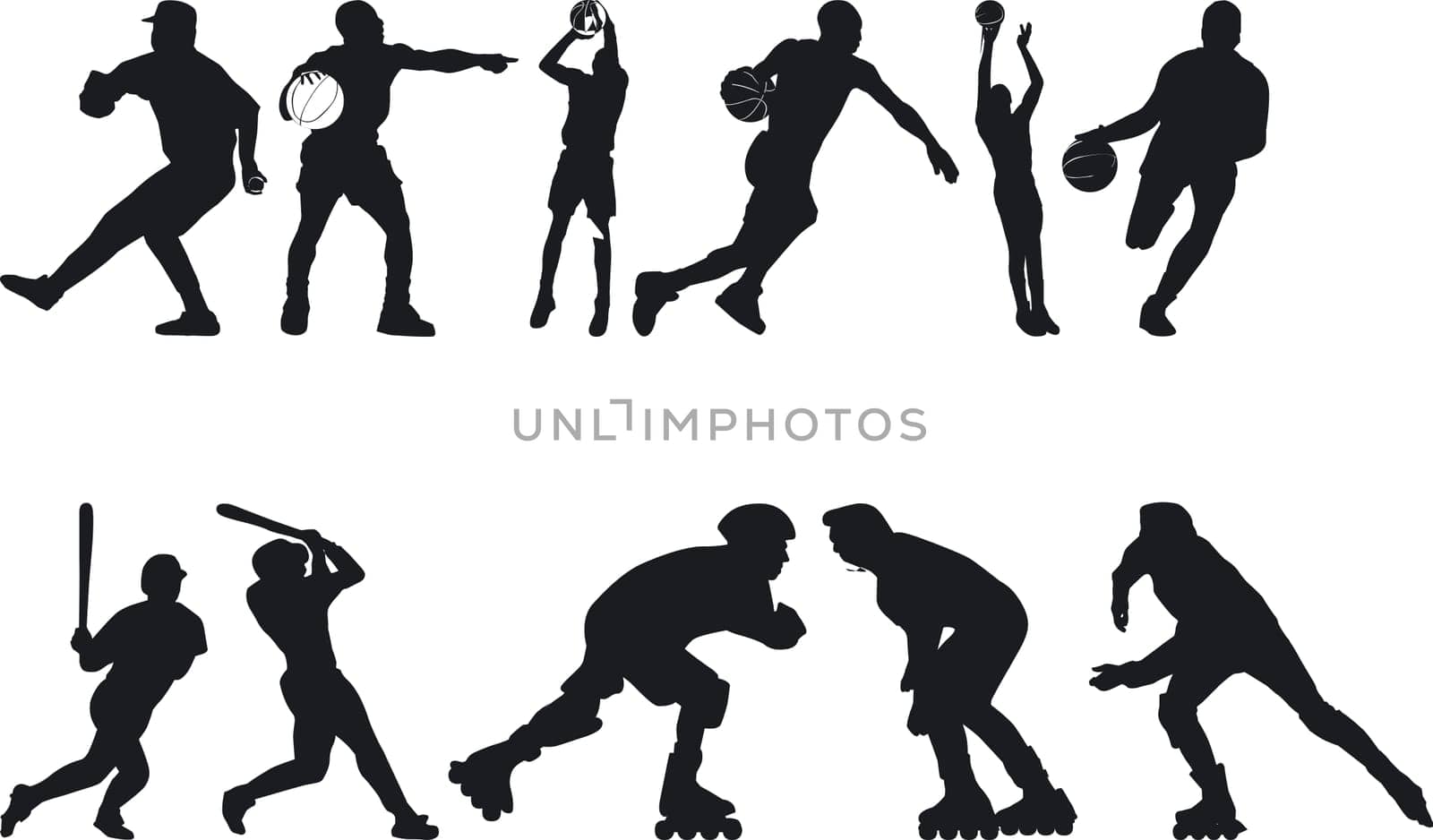 Illustration of Athlete Silouettes - Vector