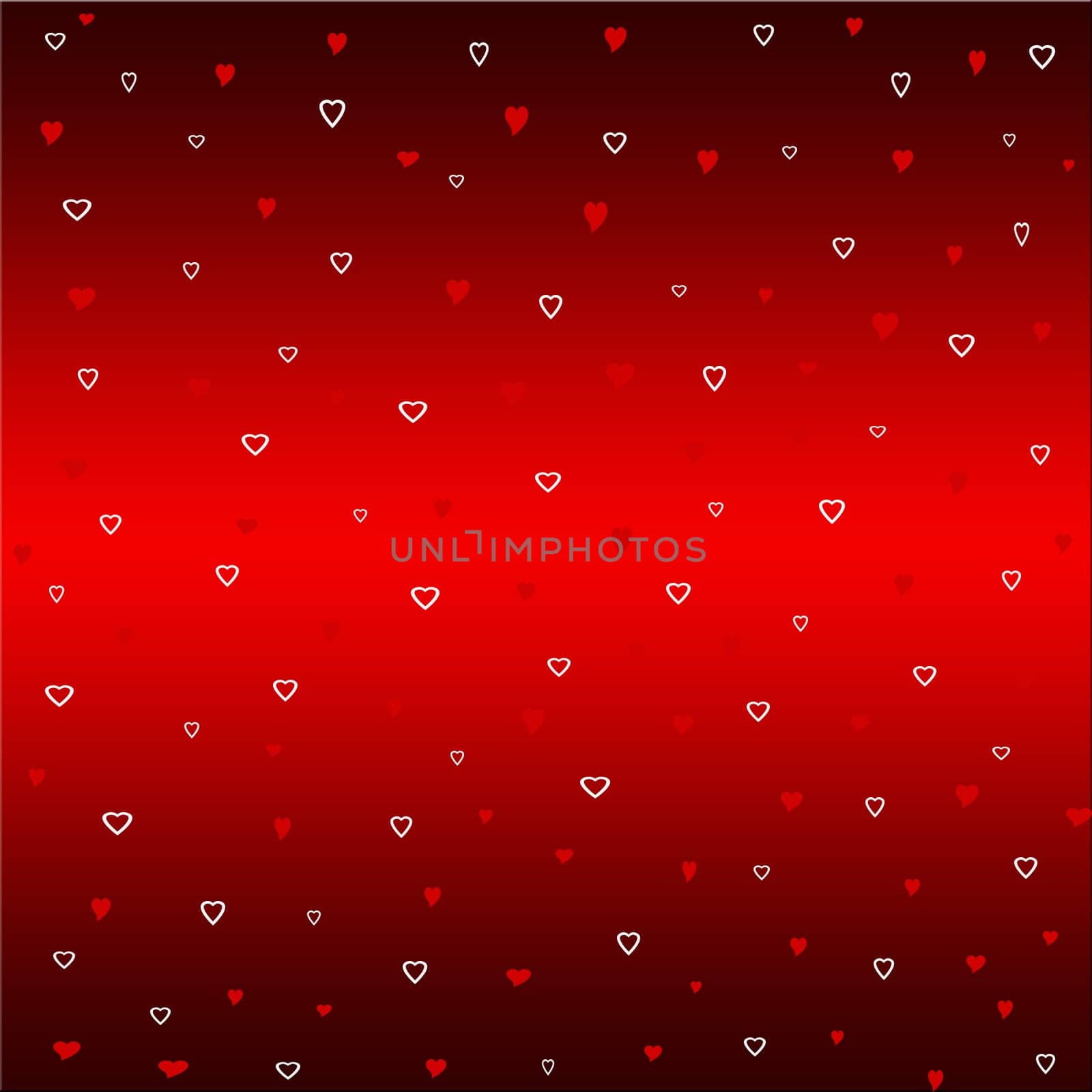 Hearts on red background