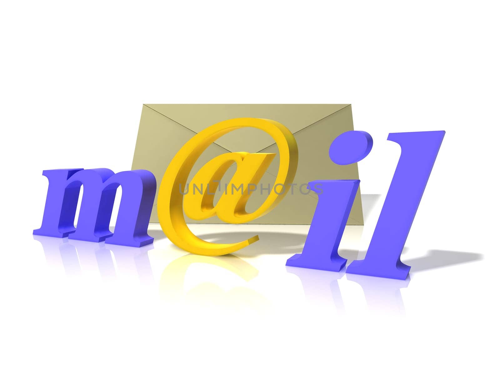 3d scene of the symbol of the e-mail